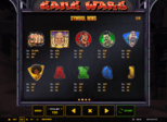 Gang Wars Paytable