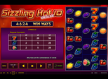 Sizzling Hot™ deluxe 10: Win Ways™ Paytable